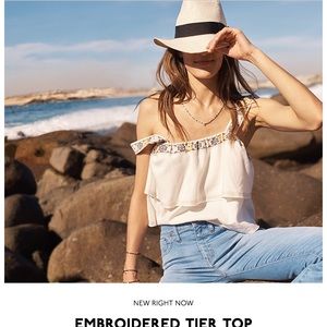 Madewell Embroidered Tiered Tank Top